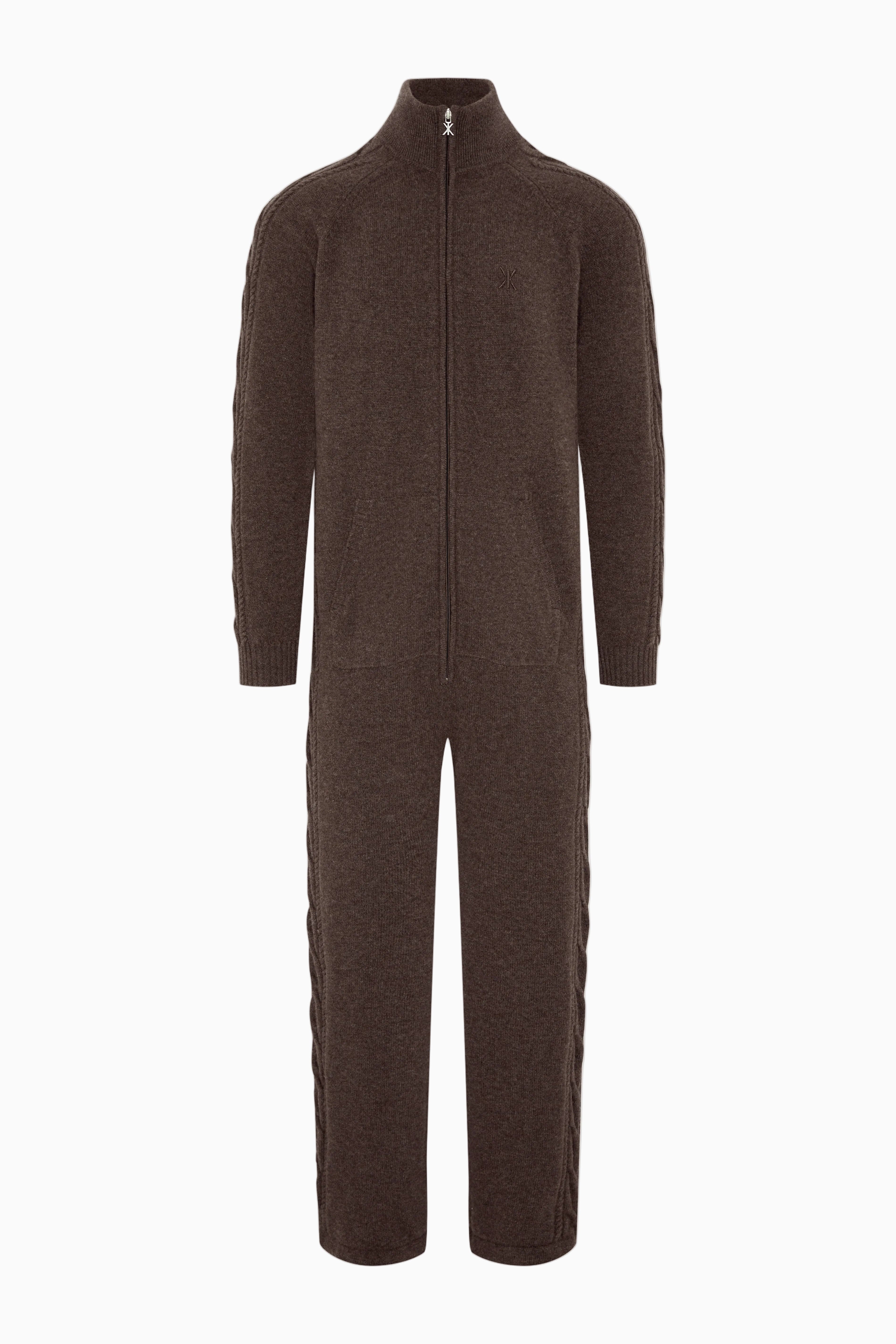 Cable Lux Cashmere Jumpsuit Brown Melange