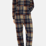 Earthy Fleece Jumpsuit Brown Check