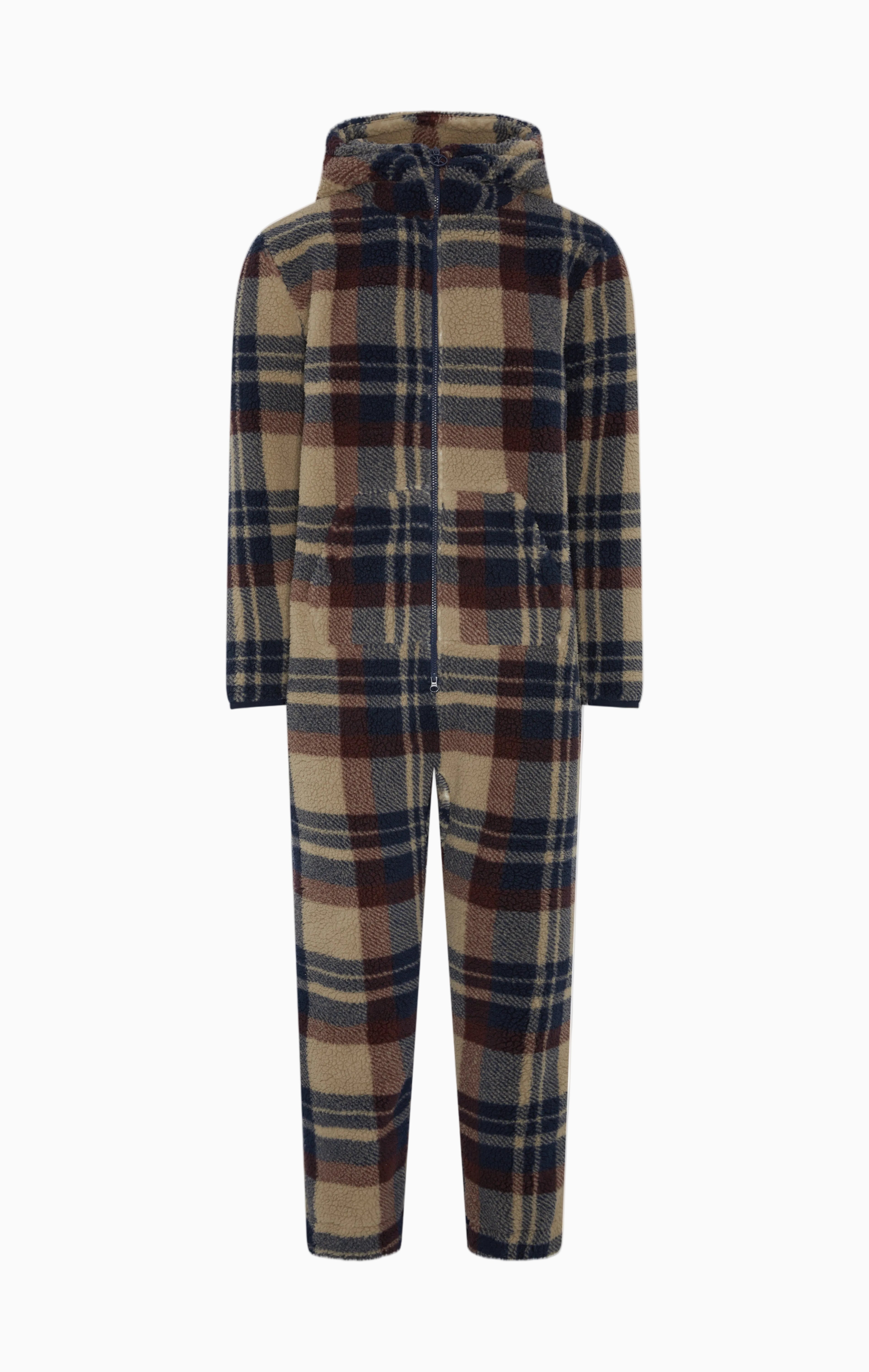 Earthy Fleece Jumpsuit | Brown Check – Onepiece