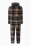 Earthy Fleece Jumpsuit Brown Check