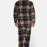 Earthy Fleece Jumpsuit Brown Check