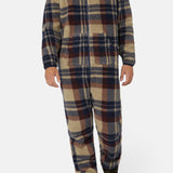 Earthy Fleece Jumpsuit Brown Check