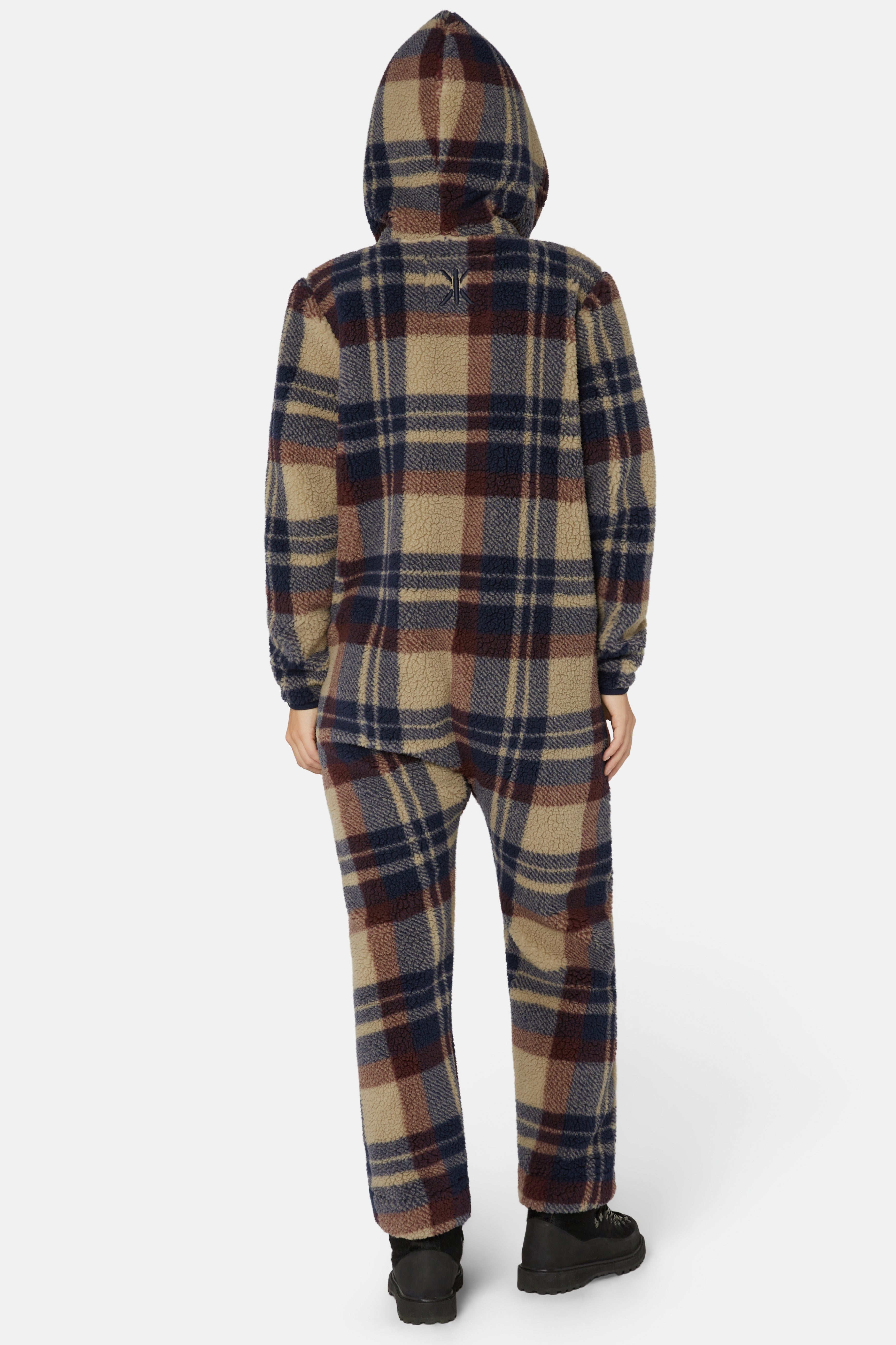 Earthy Fleece Jumpsuit | Brown Check – Onepiece