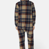 Earthy Fleece Jumpsuit Brown Check