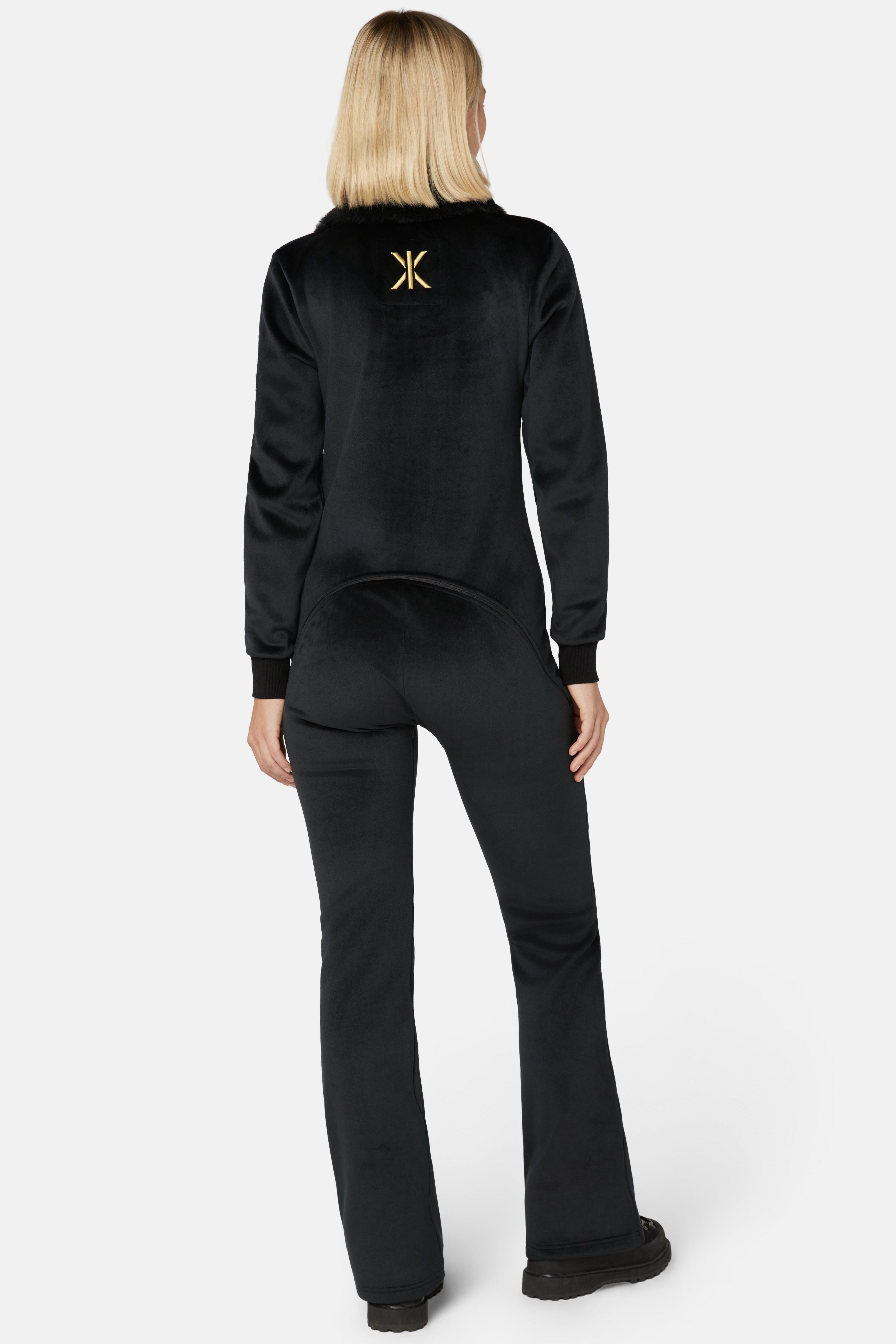 Alps Soft Velvet Flared Jumpsuit Black