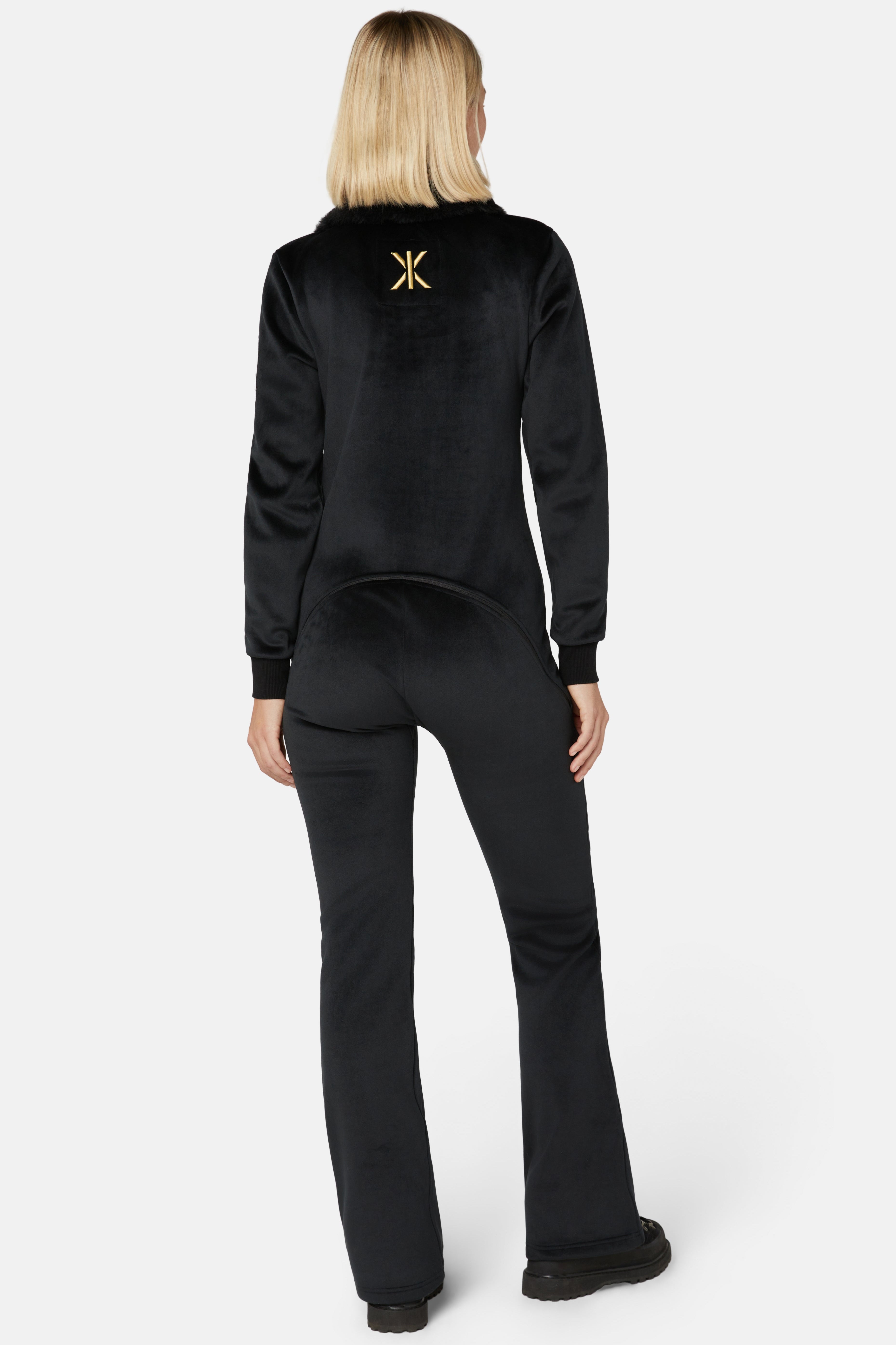 Alps Soft Velvet Flared Jumpsuit Black
