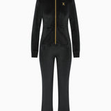 Alps Soft Velvet Flared Jumpsuit Black