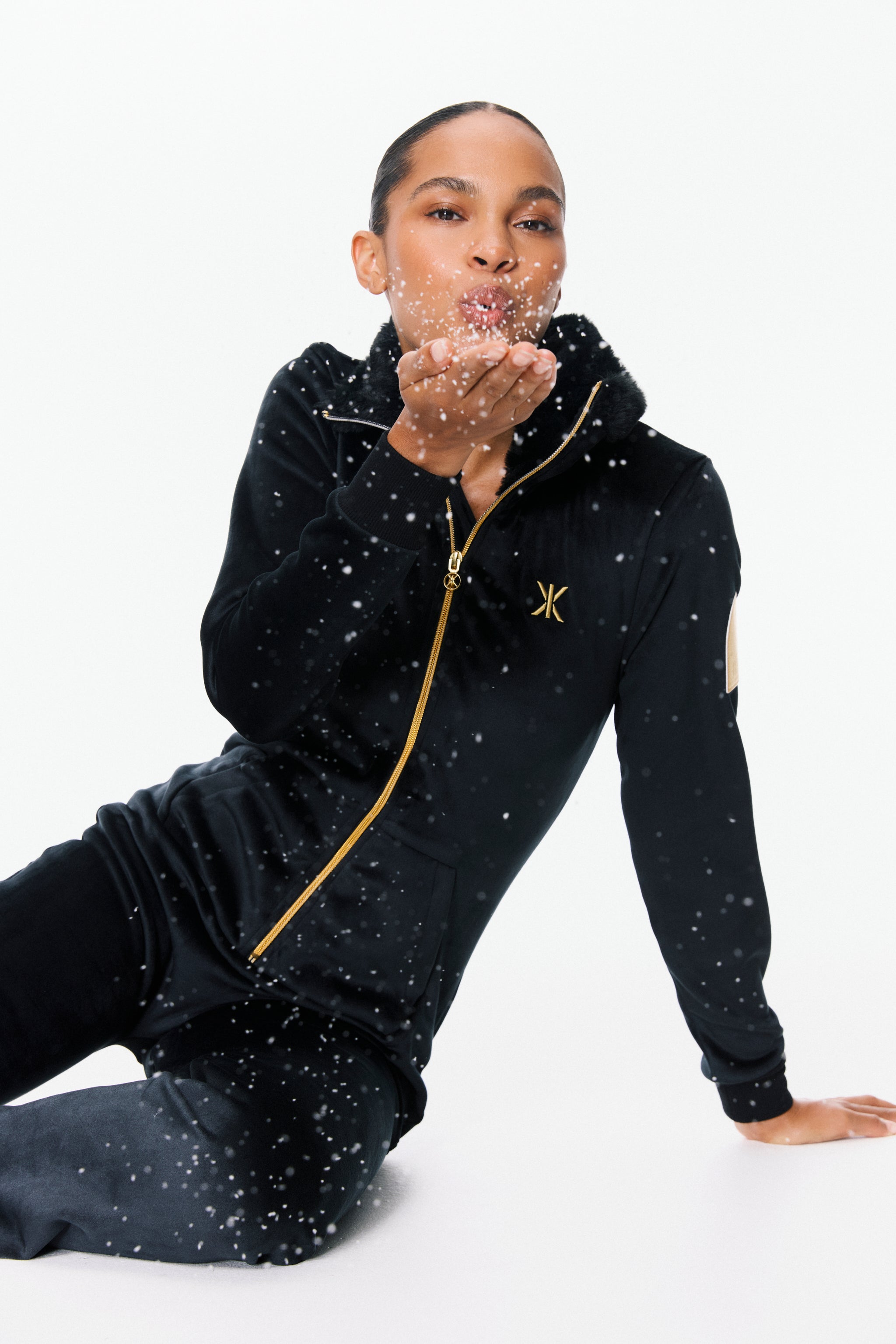 Alps Soft Velvet Flared Jumpsuit Black