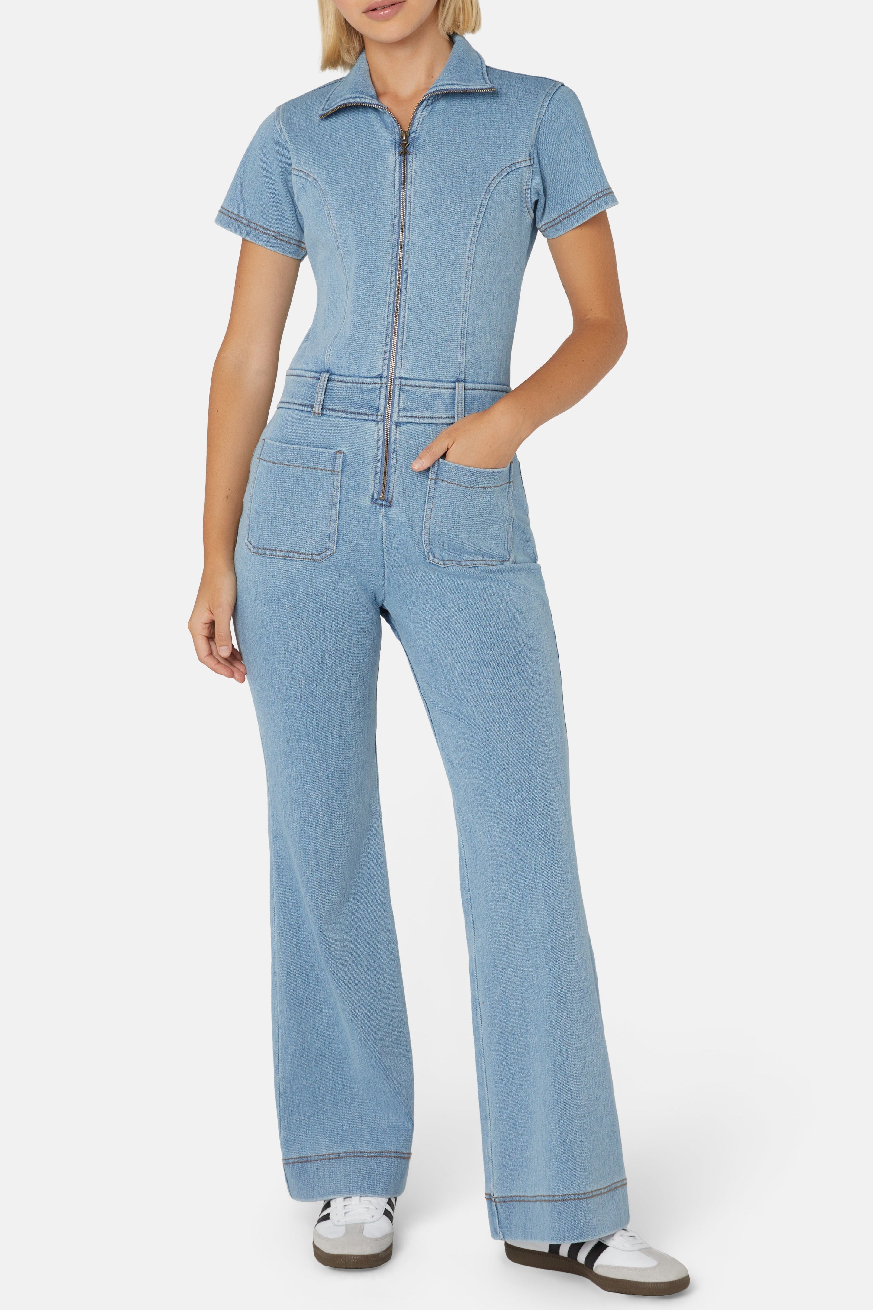 Denim Fit And Flared Jumpsuit – Onepiece