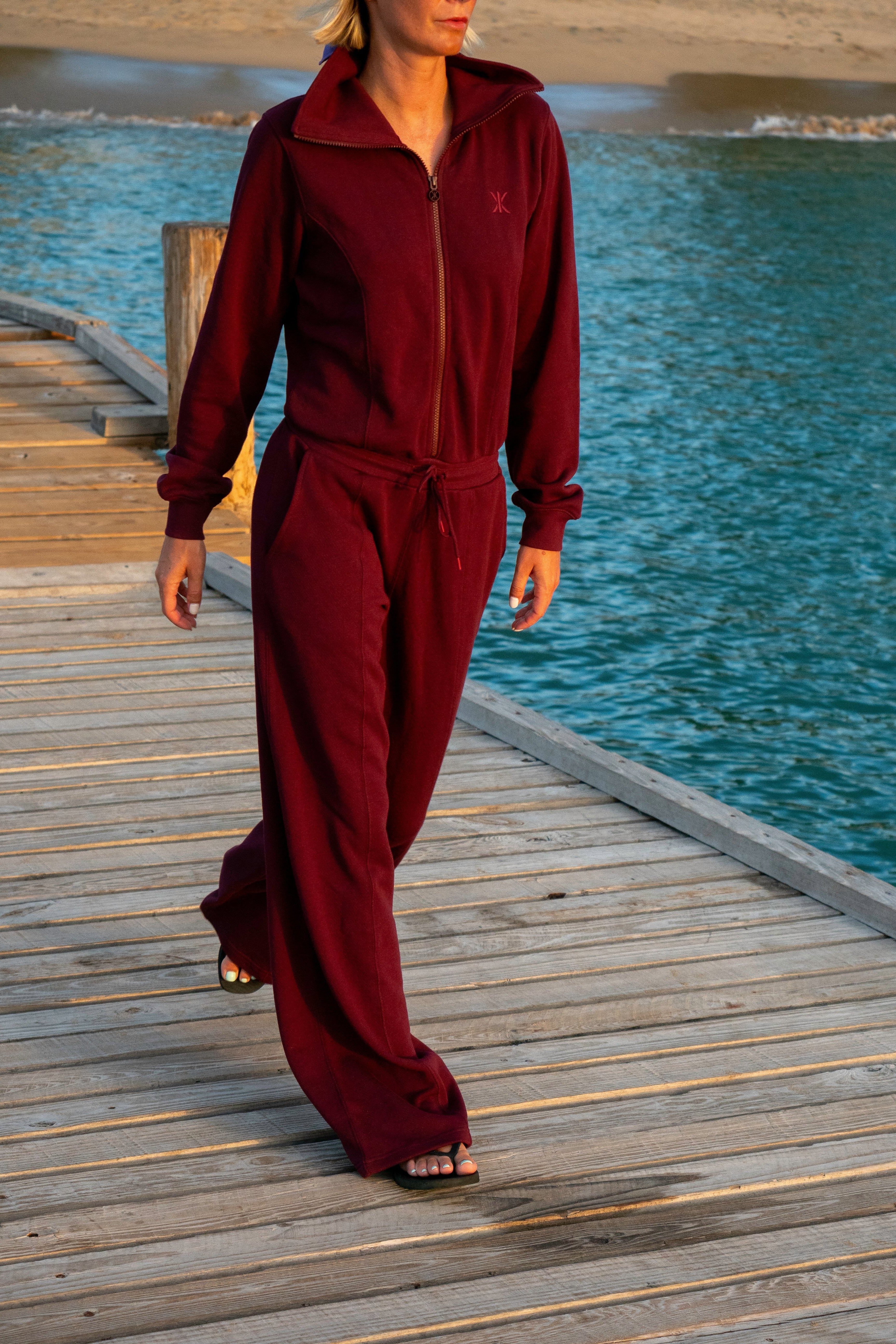 Sporty Basic Female Jumpsuit Red