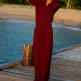 Sporty Basic Female Jumpsuit Red