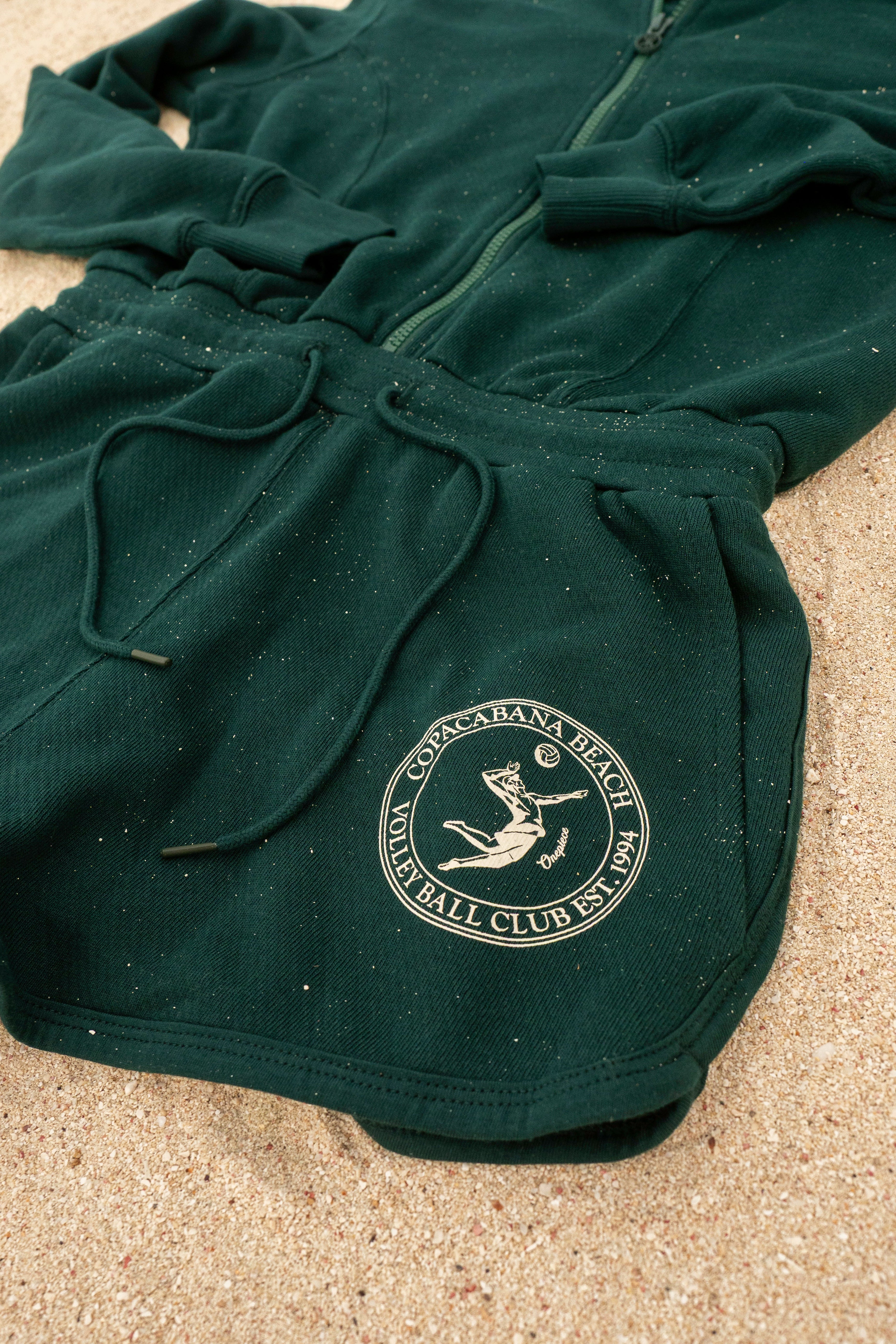 Sporty Basic Short Female Jumpsuit Green