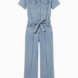 Light Chambray Flared Jumpsuit Light Blue