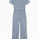 Light Chambray Flared Jumpsuit Light Blue