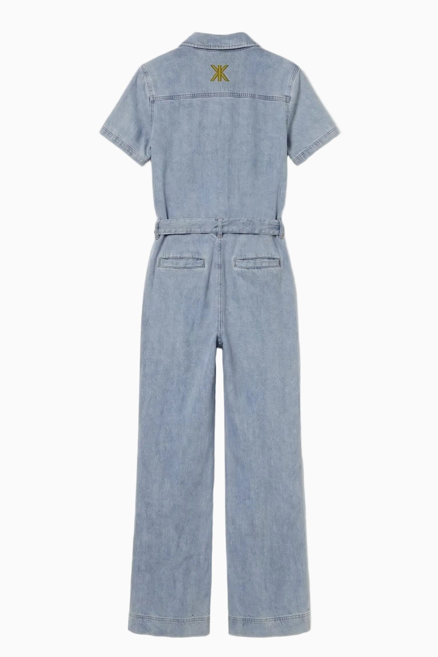 Light Chambray Flared Jumpsuit Light Blue