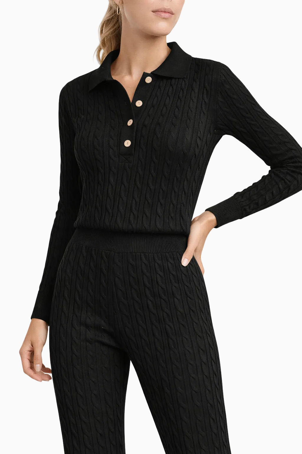 Summer Cable Flared Jumpsuit Black