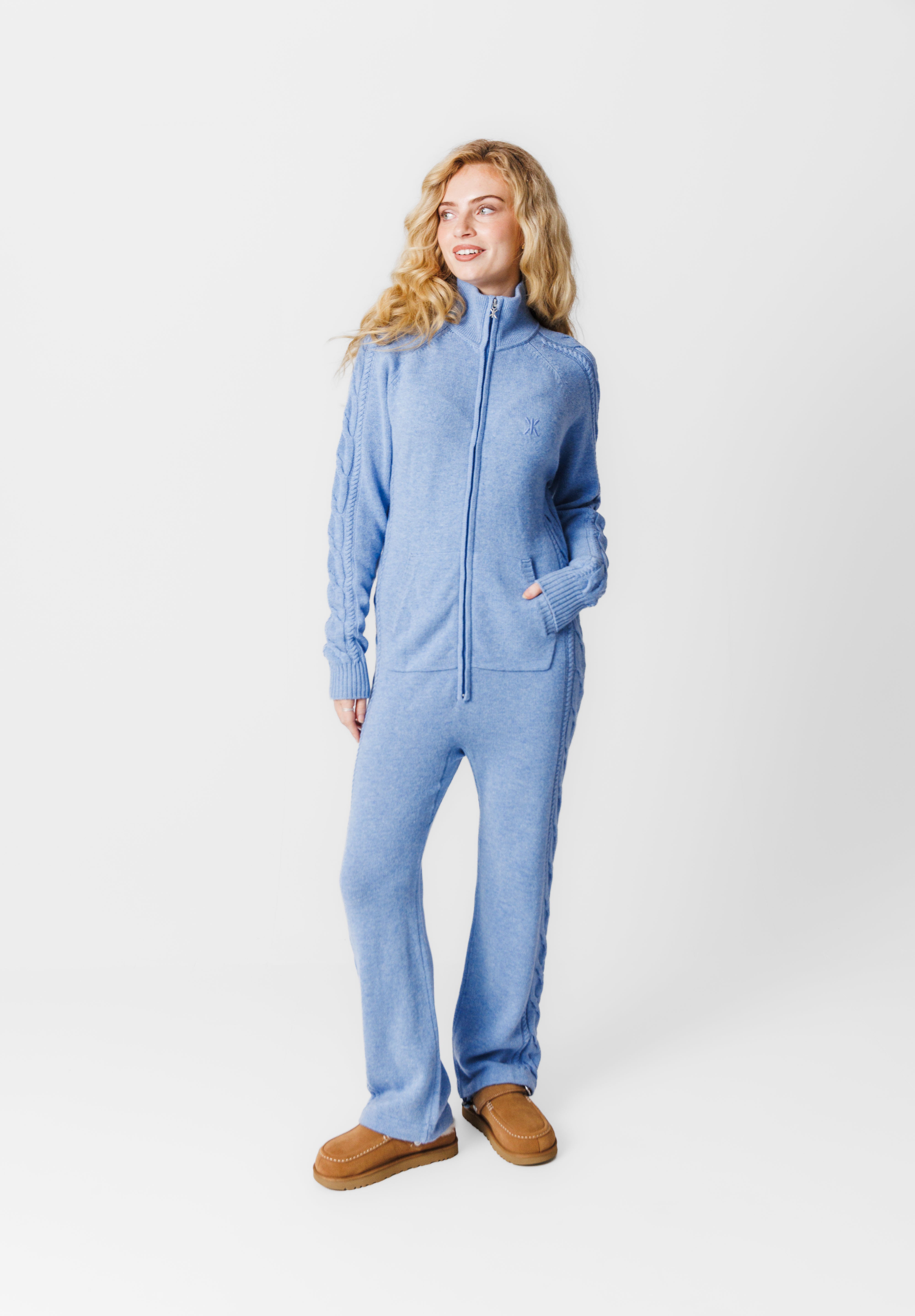 Cable Lux Cashmere Jumpsuit | Light Blue
