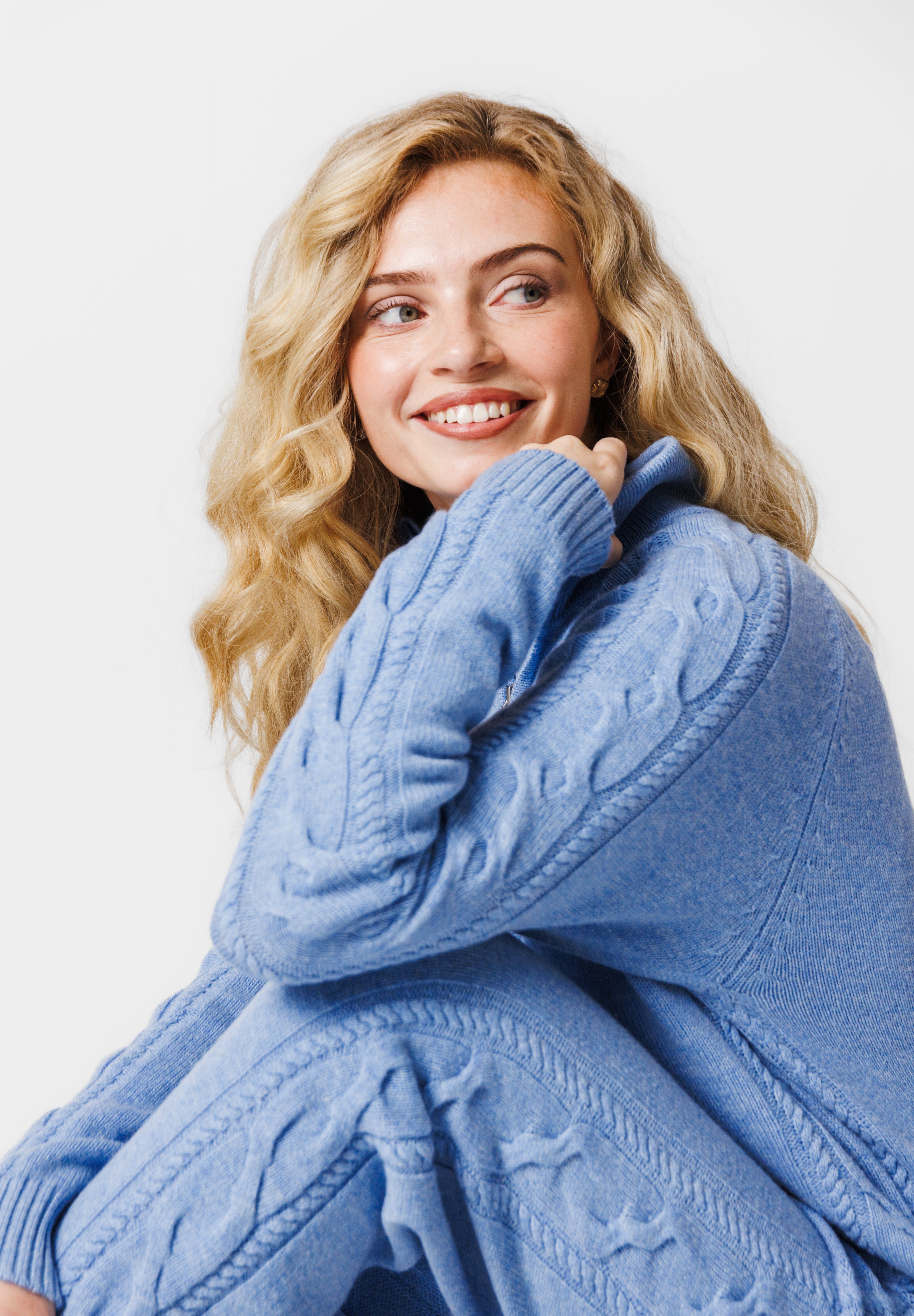 Cable Lux Cashmere Jumpsuit | Light Blue