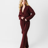 Cozy Wrap Jumpsuit | Dark Red