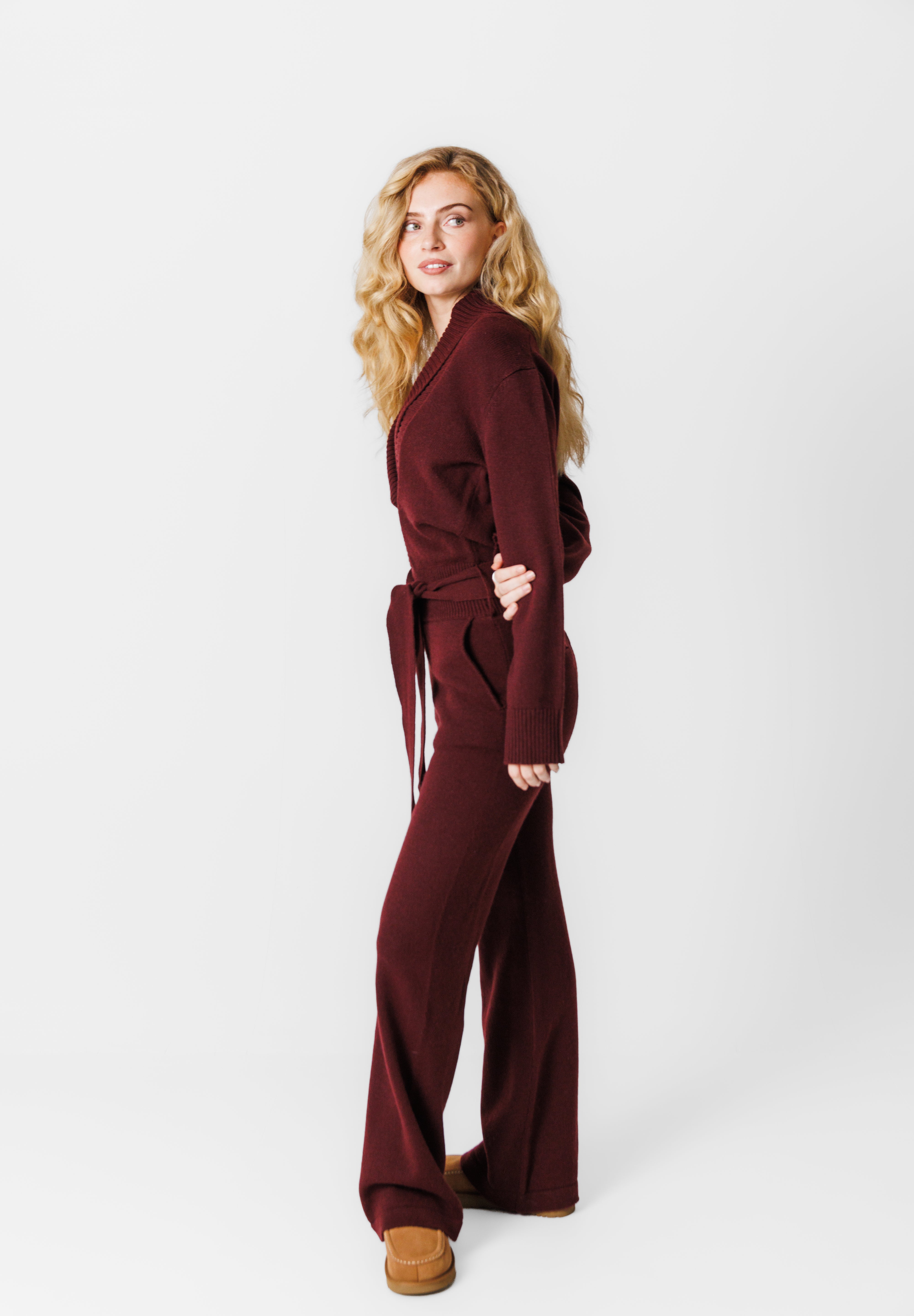 Cozy Wrap Jumpsuit | Dark Red