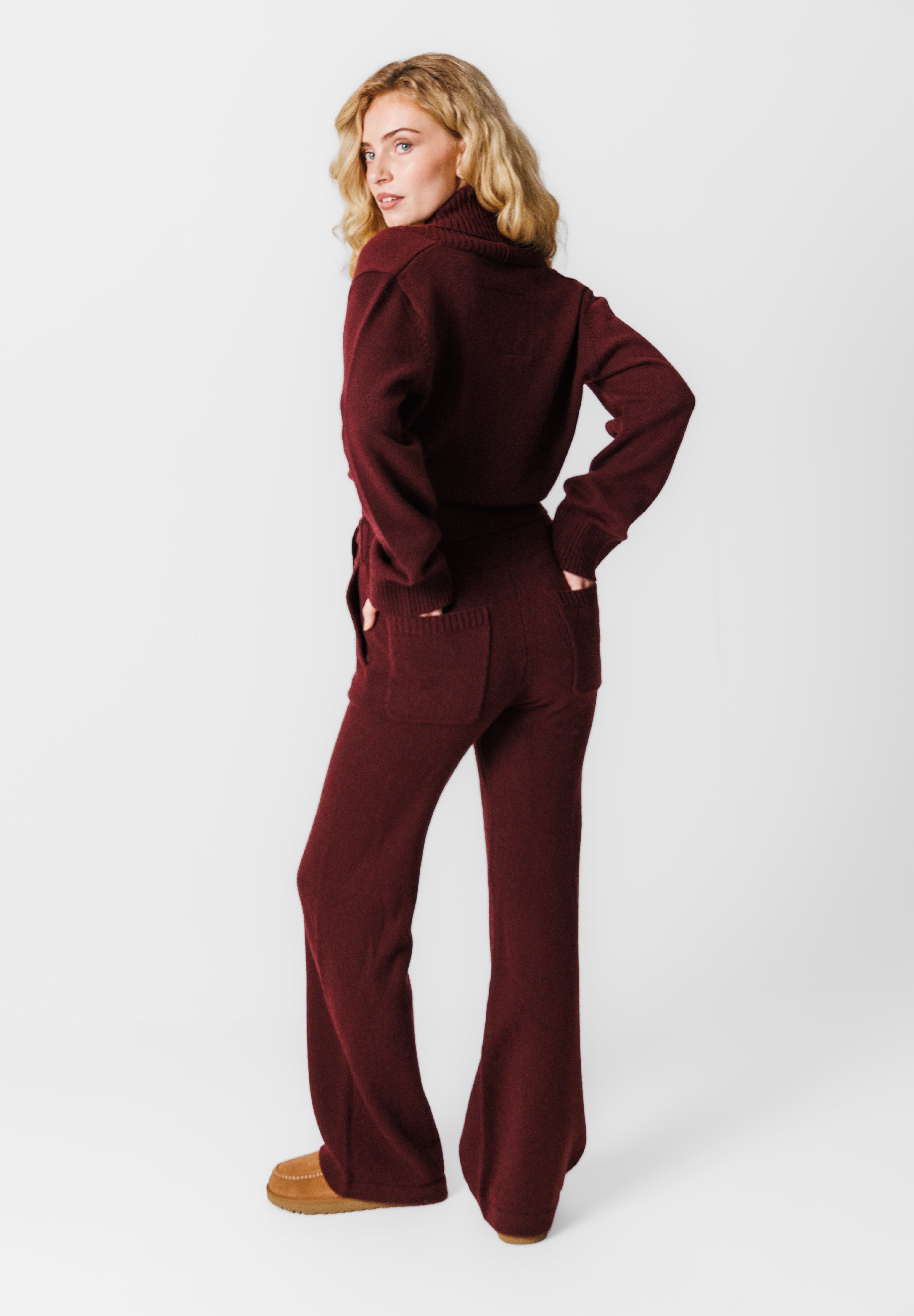 Cozy Wrap Jumpsuit | Dark Red