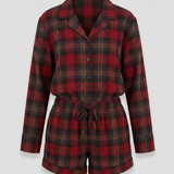 The Checked Short Pyjamas Jumpsuit | Red