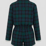 The Checked Short Pyjamas Jumpsuit | Green
