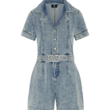 Denim Fitted Short Jumpsuit