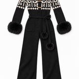 Nordic Knit Fitted Jumpsuit | Black