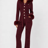 Chalet Fitted Jumpsuit | Wine