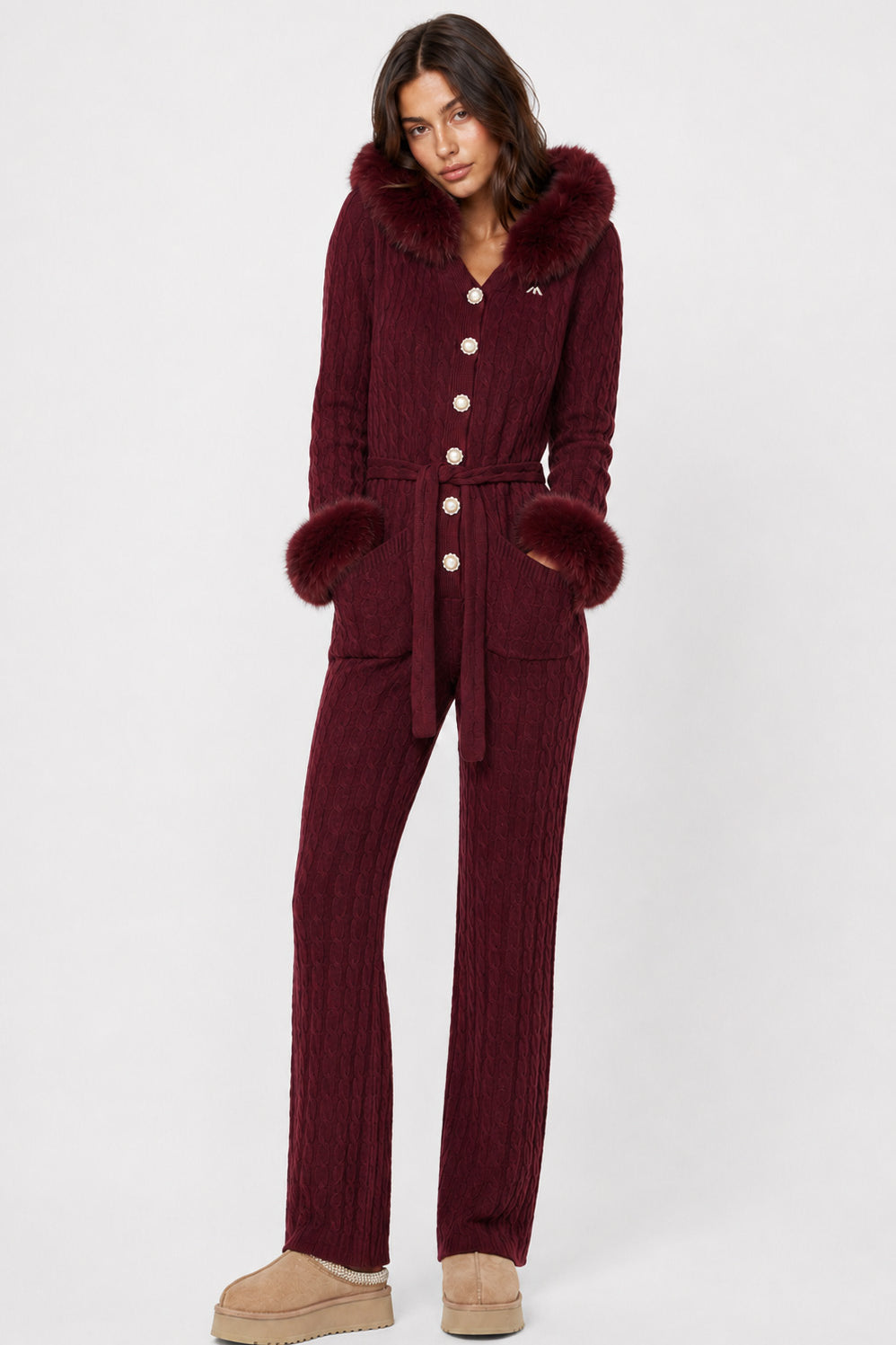 Chalet Fitted Jumpsuit | Wine