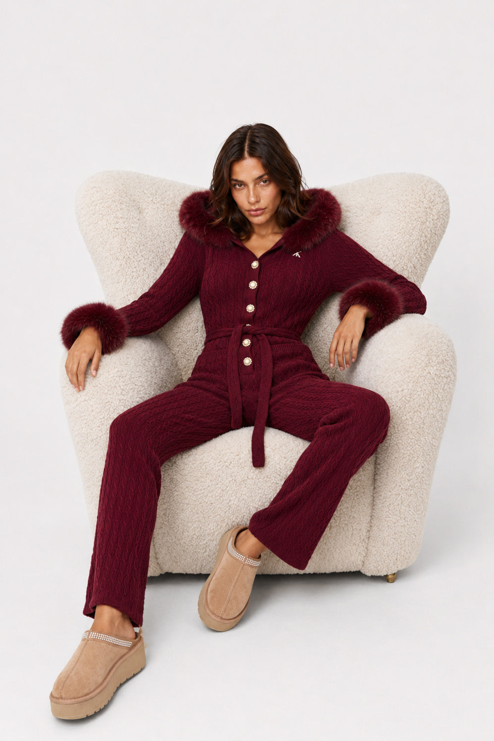 Chalet Fitted Jumpsuit | Wine