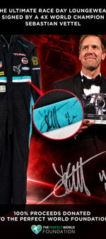 1 of 1 Onepiece Race Suit signed by Sebastian Vettel — 100% of proceeds to The Perfect World Foundation